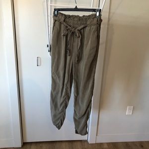 Bohme olive green Capri bow belt pants